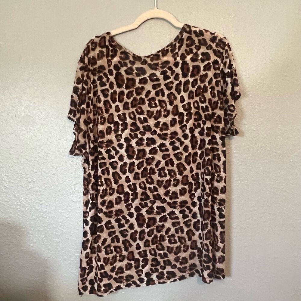 Cheetah Print Sheet Short Sleeve Shirt Tee Top Going Out Bar Casual Animal Print - Picture 2 of 6